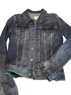 Ag Adriano Goldschmied Blue and Cream Labelled Top